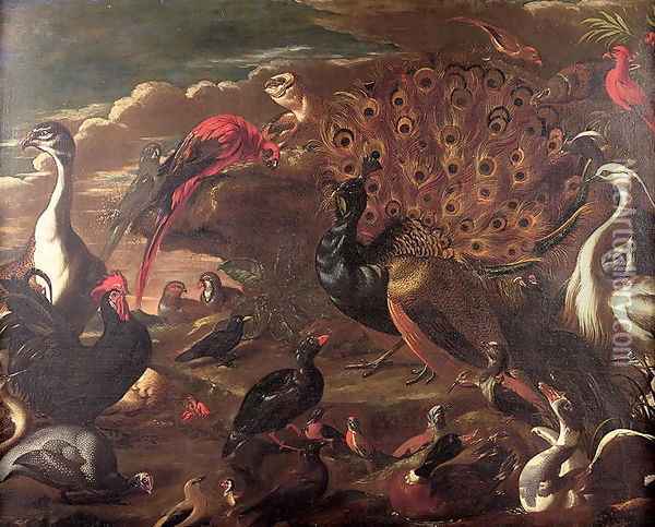 The Birds and the Beasts Oil Painting - Jacob van der (Giacomo da Castello) Kerckhoven