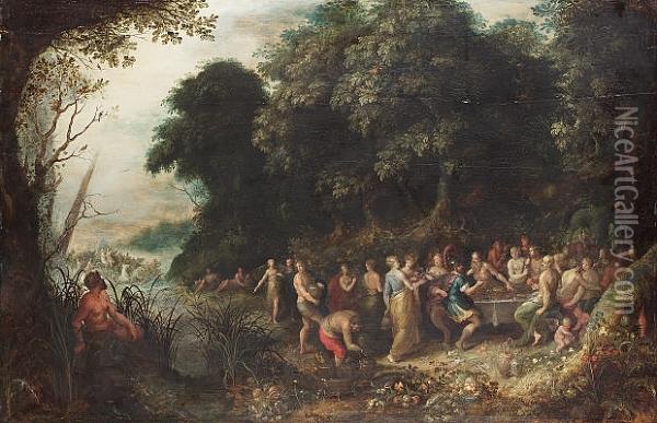 The Feast Of The Gods With The Triumph Of Neptune And Amphitrite Beyond Oil Painting - Frans II Francken