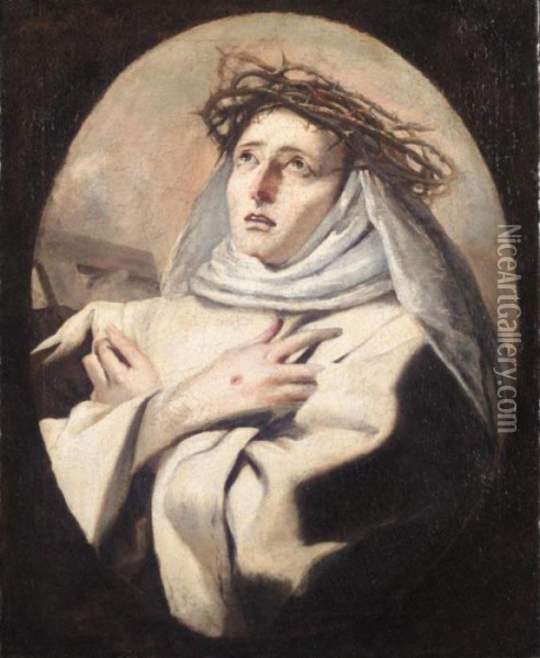 Saint Catherine Of Siena Oil Painting - Giovanni Battista Tiepolo