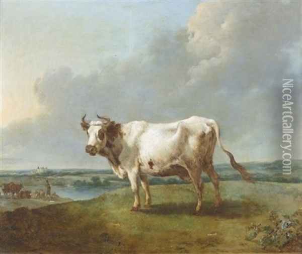 Weisse Kuh Auf Erhohter Weide Oil Painting - Dionys van Dongen