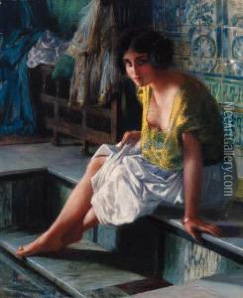 The Bather Oil Painting - Ferdinand Max Bredt