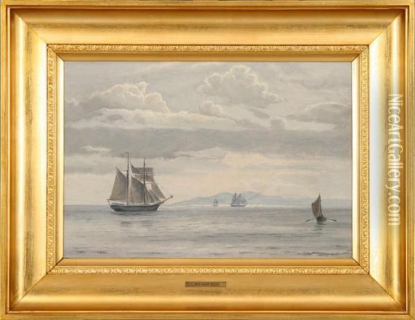Sailing Ships At The Sea Oil Painting - Christian Benjamin Olsen
