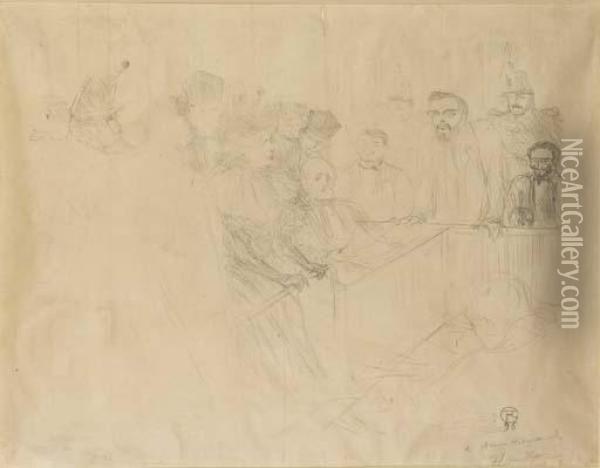 Proces Lebaudy, Deposition De Mademoiselle Marsy (d. 194; W. 152; A. 191) Oil Painting - Henri De Toulouse-Lautrec