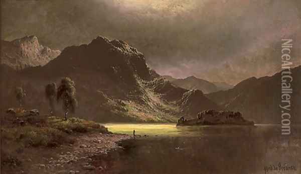 The Silver Strand, Loch Katrine Oil Painting - Alfred de Breanski