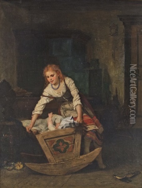 Joy With The Child Oil Painting - Ernestine Friedrichsen