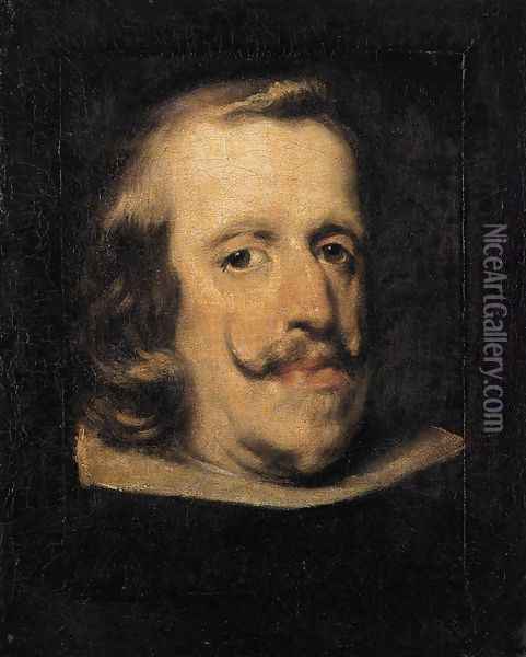 Portrait of Philip IV (fragment) 1657-60 Oil Painting - Diego Rodriguez de Silva y Velazquez