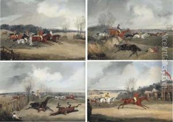 The 1847 Henley-in-arden Steeple Chase Oil Painting - Henry Thomas Alken