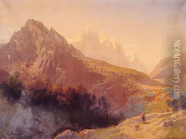 In the Alps Oil Painting - Herman Herzog