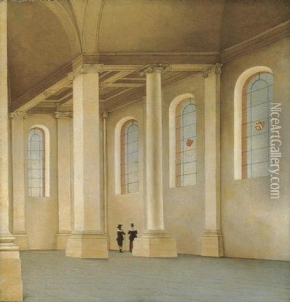 Haarlem, The Interior Of The Nieuse Kerk, Seen From The Southwest Oil Painting - Pieter Janz Saenredam