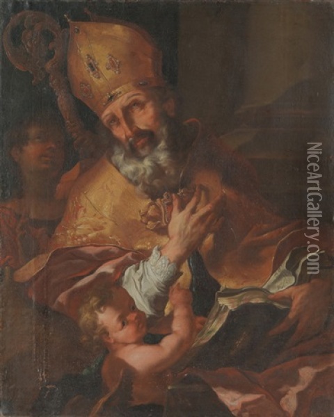 Hl. Augustinus In Bischofsornat Mit Putto Oil Painting - Franz Karl Stauder