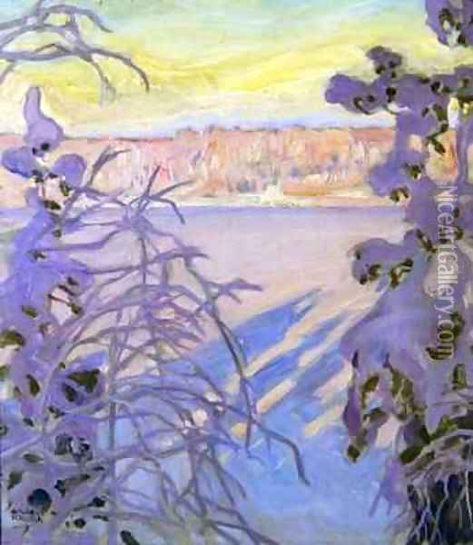 A Winter Landscape Oil Painting - Akseli Valdemar Gallen-Kallela