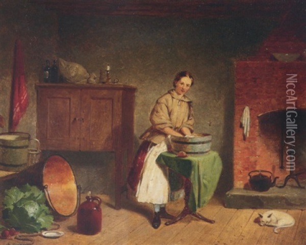 Dame In The Kitchen Oil Painting - Francis William Edmonds
