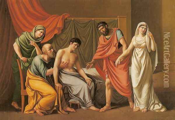 Antiochos and Stratonica Oil Painting - Jozef (Joseph) Oleszkiewicz