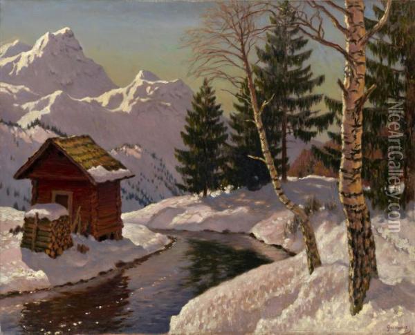 Winter Landscape Oil Painting - Germashev Mikhail