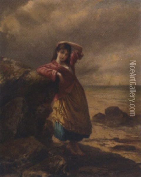 The Fisherman's Daughter Oil Painting - Augustus Edwin Mulready