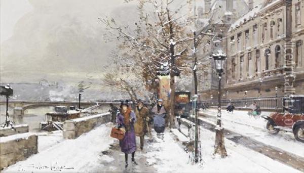 Quai D'orsay, Paris Oil Painting - Eugene Galien-Laloue