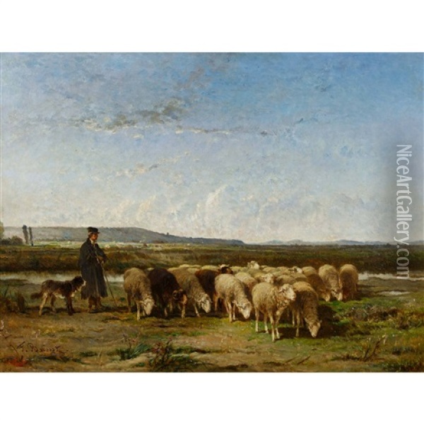 Paysage Aux Moutons Oil Painting - Felix Saturnin Brissot de Warville