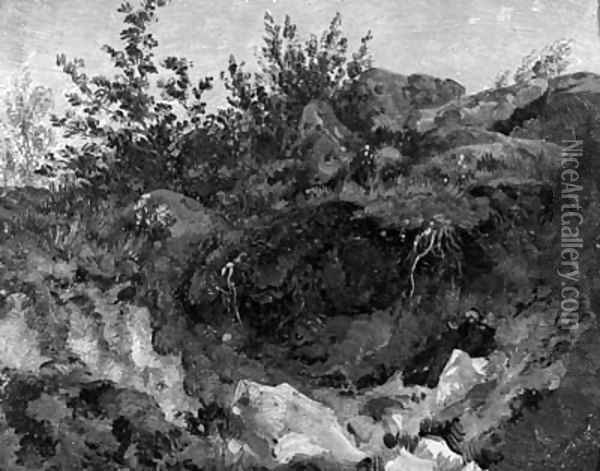 A grotto Oil Painting - Jean-Charles Joseph Remond