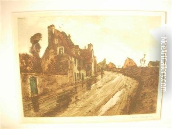 Rue De Village. 1913 Oil Painting - Louis Dauphin