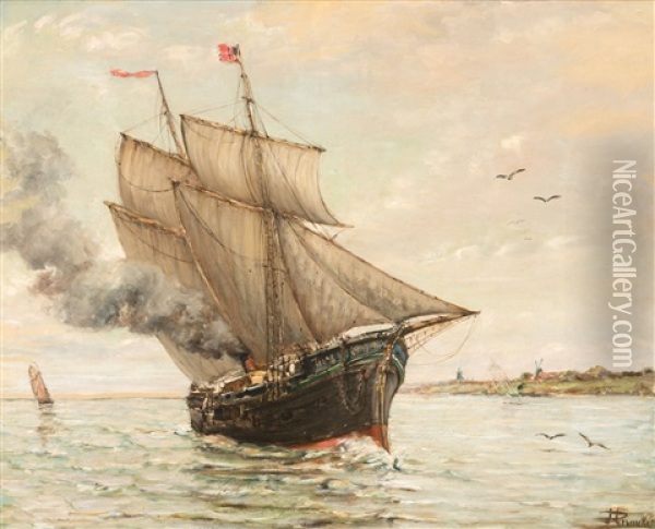 Steam Brig Along The Coast Oil Painting - Henri Louis Permeke
