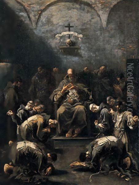 La Predica Ai Monaci Penitenti Oil Painting - Alessandro Magnasco