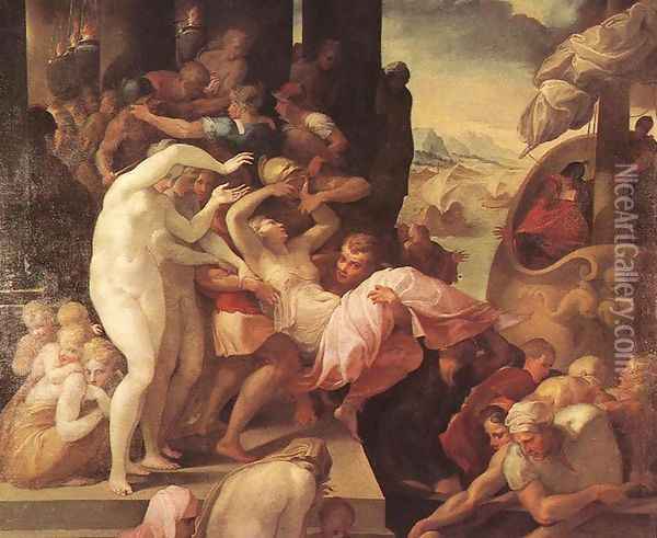 The Rape of Helene 1530-39 Oil Painting - Francesco Primaticcio