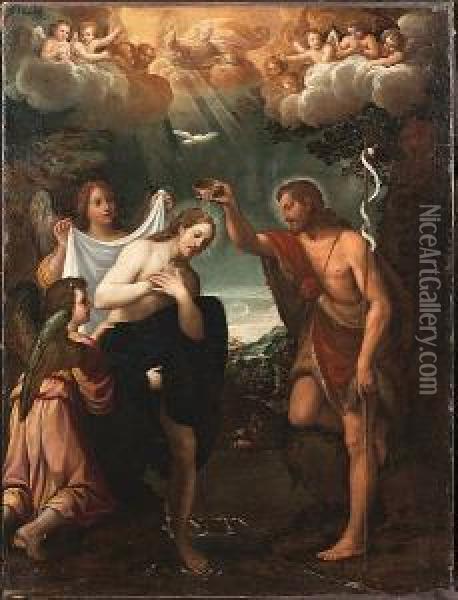 The Baptism Of Christ Oil Painting - Giuseppe Vermiglio