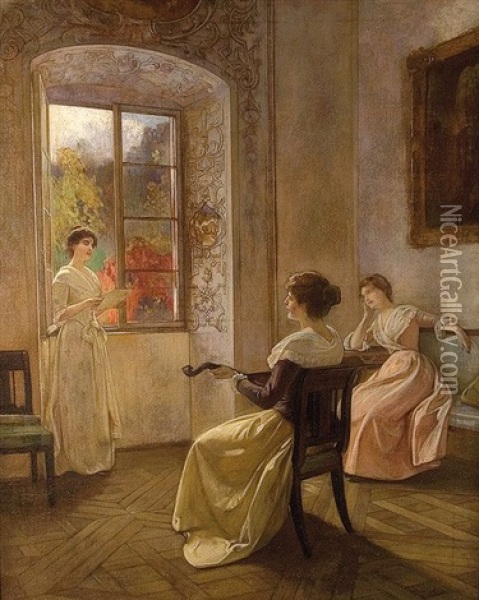 Die Musikstunde Oil Painting - Eduard Niczky