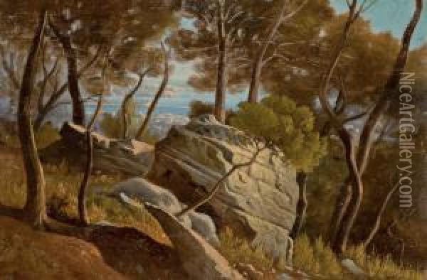Paysage Provencal De Bord De Mer (recto); Village Meridional(verso) Oil Painting - Emile Loubon