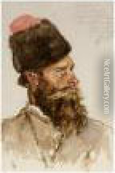 Portrait Of Leon Voinov, Don Cossack Oil Painting - Vasilij Ivanovic Surikov
