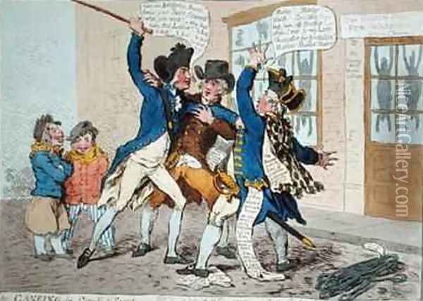 The Caneing in Conduit Street 2 Oil Painting - James Gillray