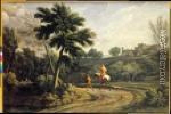 Paesaggio Con Viandanti Oil Painting - Gaspard Dughet Poussin