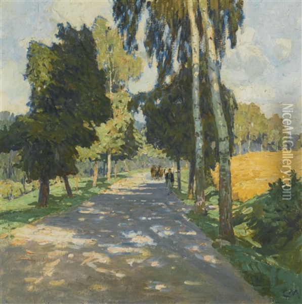 Baumallee In Bruntal (tree Lined Road In Bruntal) Oil Painting - Carl Moll