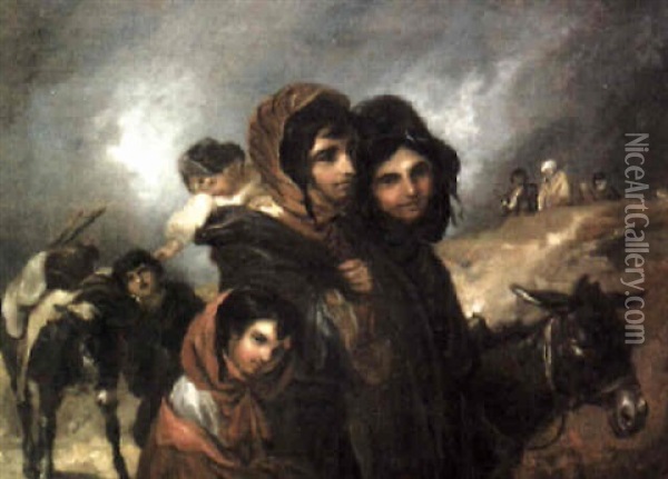 Gypsies On The Tramp Oil Painting - Thomas Barker