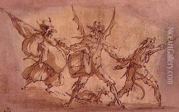 Devil Musketeers Oil Painting - Jacques Callot