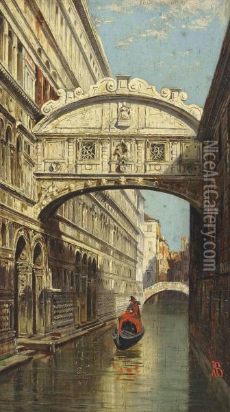 A Gondolier At The Bridge Of Sighs, Venice Oil Painting - Antonietta Brandeis