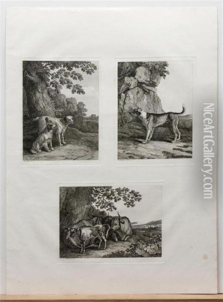 Zwei Kuhe Und Ein Kalb Bei Hohem Baume Ruhend Oil Painting - Jacob Philipp Hackert