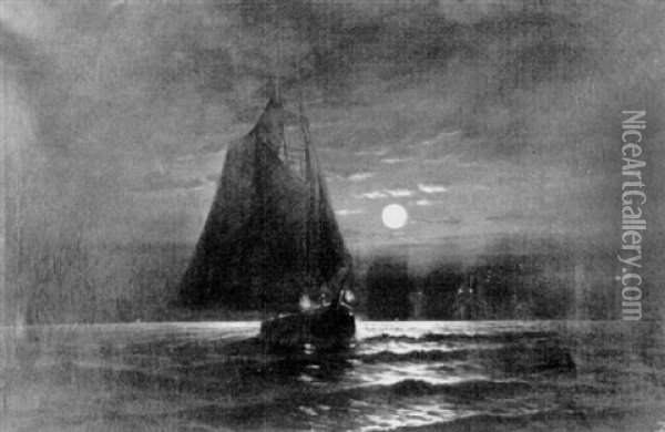 Moonlight Cruise Oil Painting - Edward Moran