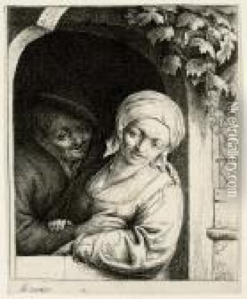 Village Romance (bartsch, Hollstein, Godefroy 11) Oil Painting - Adriaen Jansz. Van Ostade
