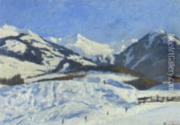 Winterlandschaft Bei Kitzbuhl Oil Painting - Ludwig Von Senger