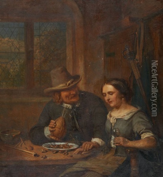 Les Amateurs De Crevettes Oil Painting - Ignatius Josephus van Regemorter