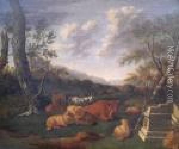 Pastoral Landscape With Cattle And Sheep Oil Painting - Rembrandt Van Rijn