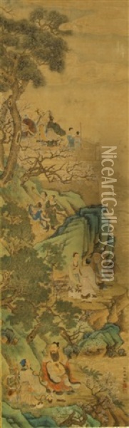 Chinese Scroll Painting, Attributed To Qiu Ying Oil Painting -  Qiu Ying