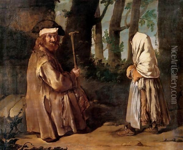 Encounter in the Wood Oil Painting - Giacomo Ceruti (Il Pitocchetto)