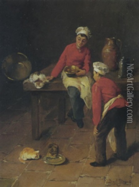 In Der Kuche Oil Painting - Joseph Bail