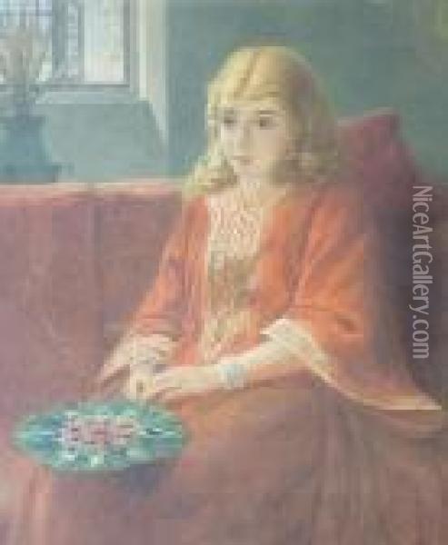 A Young Woman In Eastern Dress Oil Painting - John Watkins Chapman