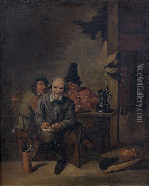 Groupe De Fumeurs Dans Un Interieur Oil Painting - David The Younger Teniers