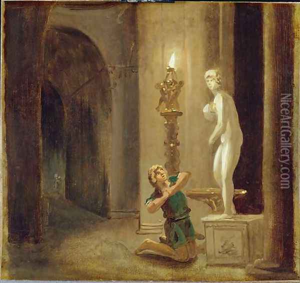 Pygmalion before the Statue of Venus, c.1800 Oil Painting - Johann Heinrich Wilhelm Tischbein