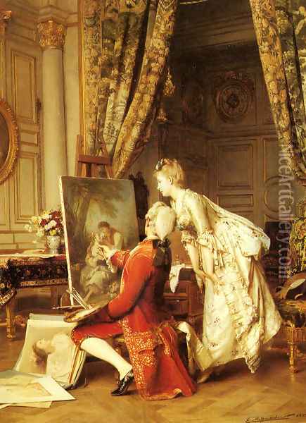 The Artist and his Admirer Oil Painting - Emile Pierre Metzmacher