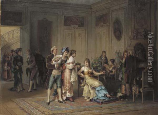 A Gift For The Chatelaine Oil Painting - Adrien de Boucherville